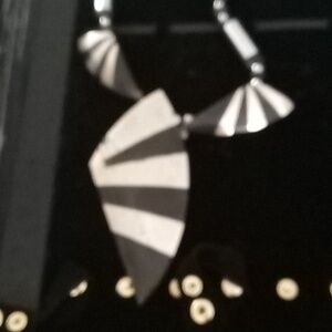 Contemporary Silver Geometric Fan Pendant Necklace - Women Jewelry